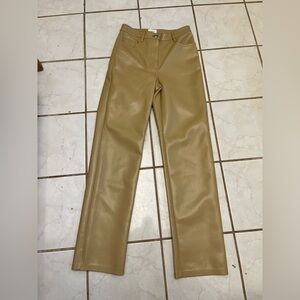 Wilfred NEW! Beige Tan MELINA HIGH WAISTED VEGAN LEATHER PANTS Sz 0